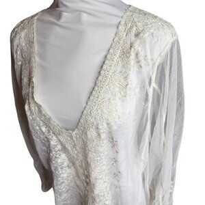 Ultra Pink white lace embroidered sheer overshirt 3x
